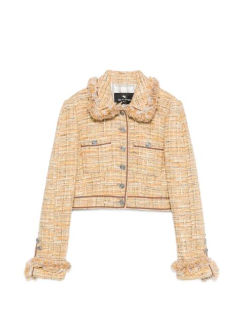 Etro fringe-trim tweed jacket