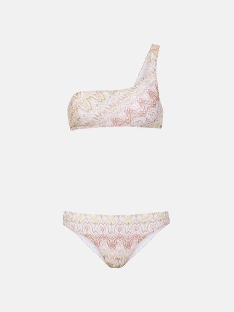 Missoni Lamé one-shoulder bikini