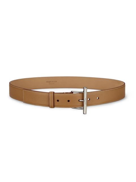 Alexander McQueen Women's Sling Leather Belt - Pecan Silver