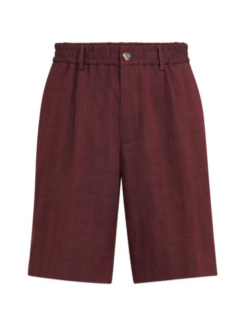 Brunello Cucinelli linen and virgin wool chevron Bermuda shorts