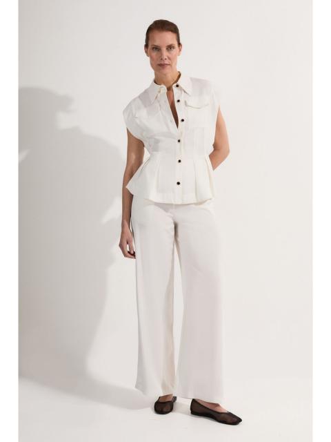 KAREN MILLEN Premium Viscose Linen Woven Straight Leg Trouser