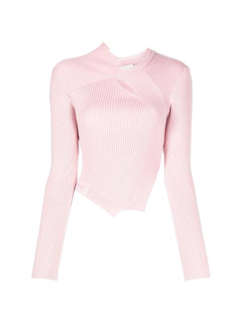 cut-out detailing ribbed-knit jumper