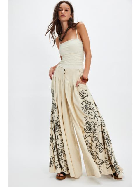FREE PEOPLE What You Know Embroidered Wide-Leg Pants