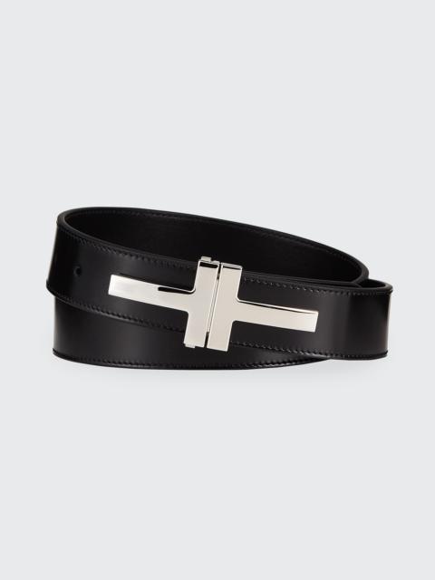 TOM FORD Men's Double T Leather Belt