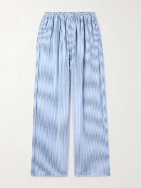 BALENCIAGA Wide-Leg Striped Fleece Drawstring Pyjama Trousers