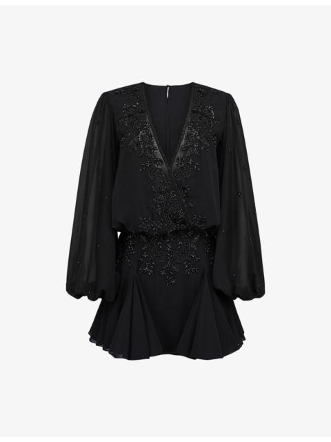 House of CB Gianna Hand-Beaded Woven Mini Dress