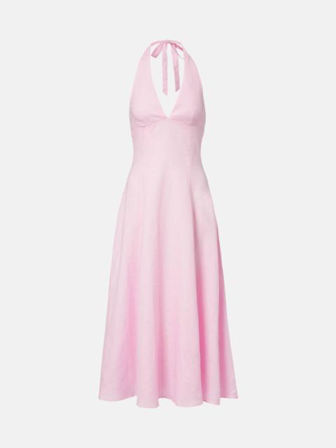 FAITHFULL Marais halterneck linen midi dress