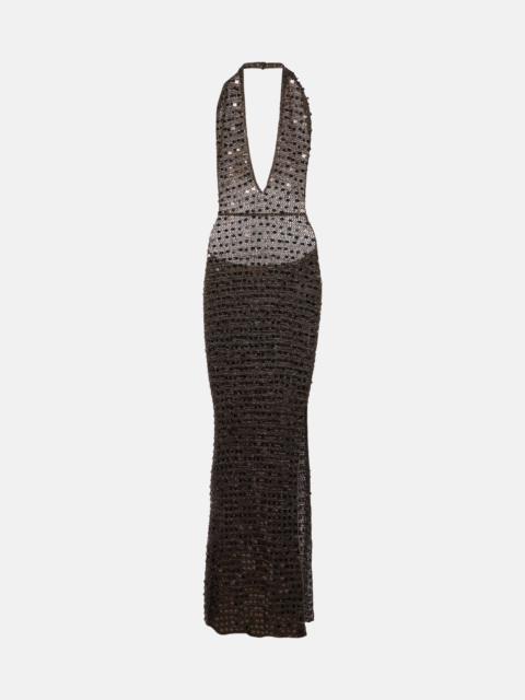 Enodia sequined halterneck maxi dress