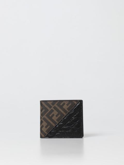FENDI FF Diagonal Fendi coated cotton and leather wallet