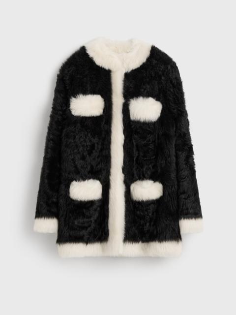 TOTEME Silky shearling pocket jacket black/natural