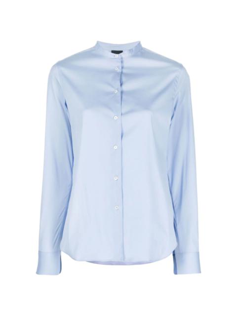 collarless button-up shirt
