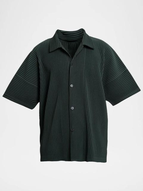 ISSEY MIYAKE Men's Pleated Short-Sleeve Shirt