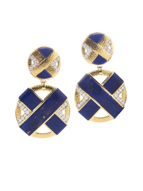 DAVID WEBB Lapis Lazuli Diamond XO Earrings