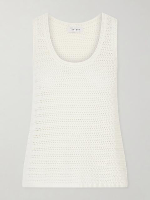 ANINE BING Arie Open-knit Cotton-blend Tank