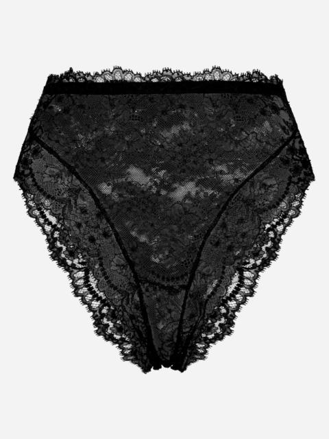 High-waisted Chantilly lace panties