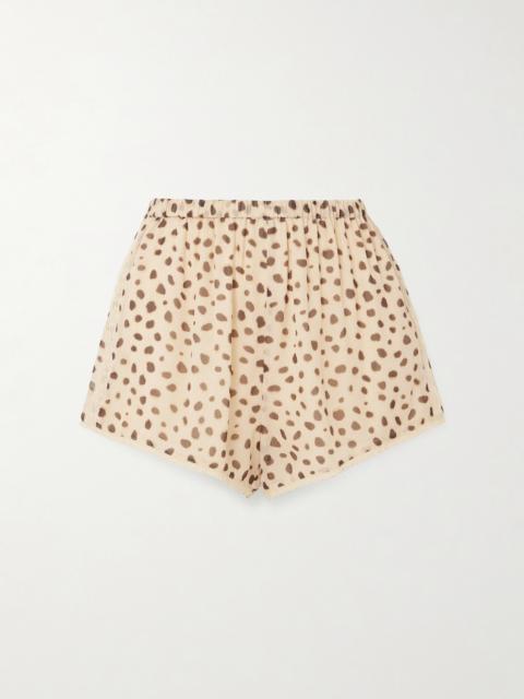 POSSE Priscilla Lace-trimmed Cheetah-print Silk-georgette Shorts