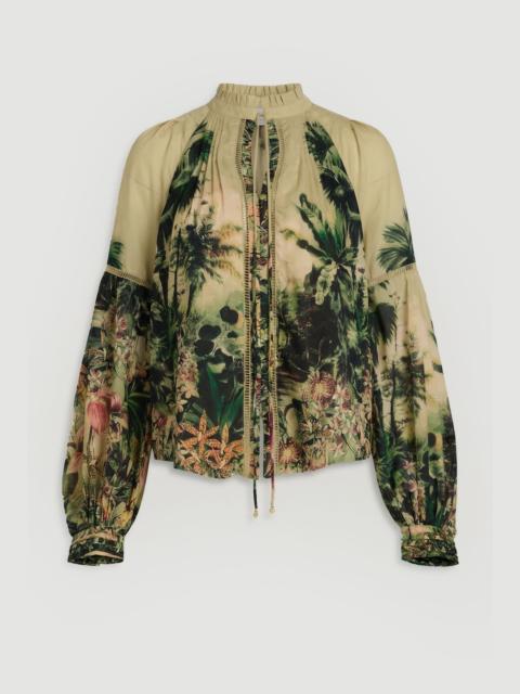 KAREN MILLEN Botanical Print Woven Balloon Sleeve Blouse