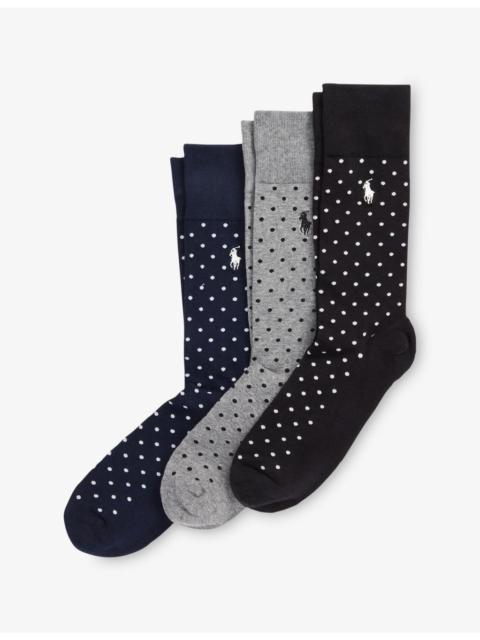 Polo Ralph Lauren Dotted Pack of Three Cotton-Blend Socks