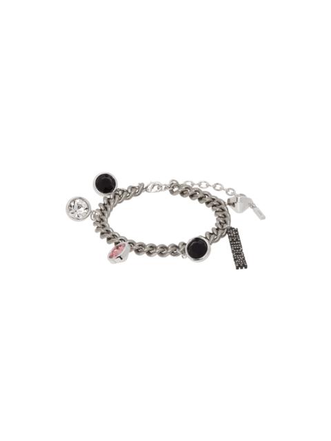 We11done Silver Crystal Stone Charm Bracelet