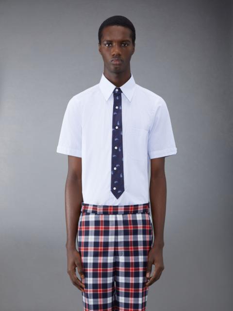 Thom Browne Paisley Jacquard Tie Straight Fit Short Sleeve Shirt