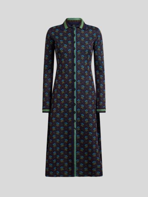 Etro JACQUARD MIDI SHIRT DRESS WITH DIAMOND FLOWER MOTIF