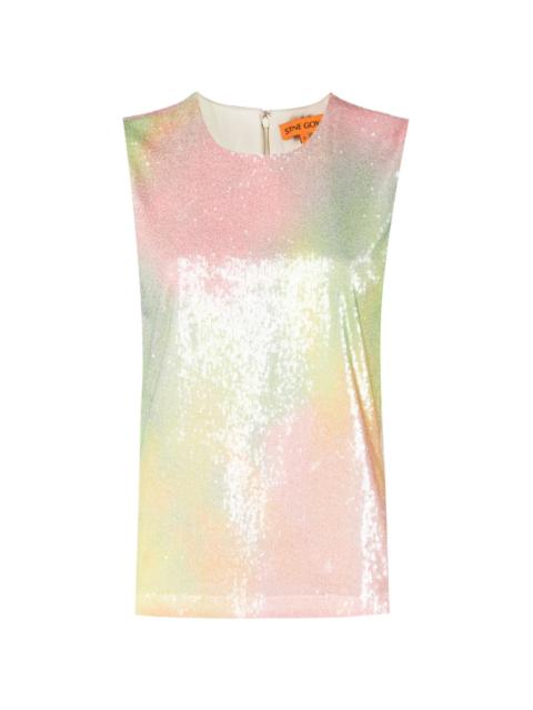 STINE GOYA ombré-effect sequin-embellished top