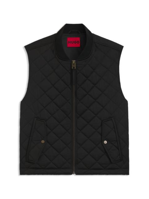 HUGO WATER-REPELLENT GILET IN QUILTED SATIN WITH LOGO PLAQUE