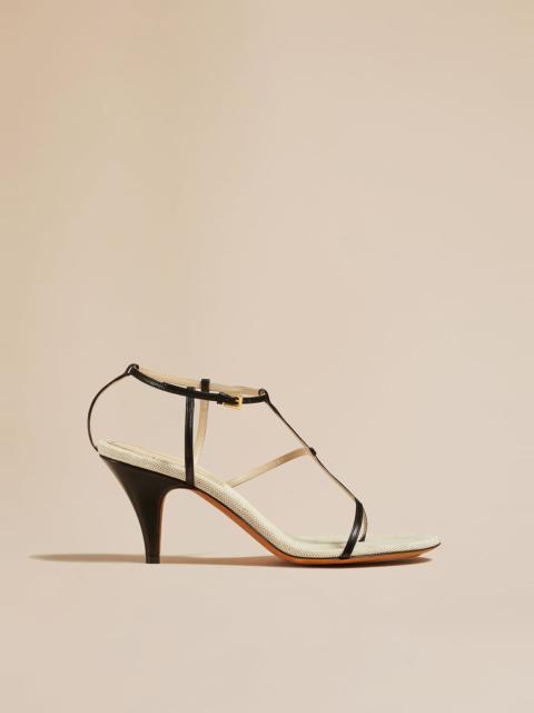 The Jones Heel Sandal in Natural and Black Leather
