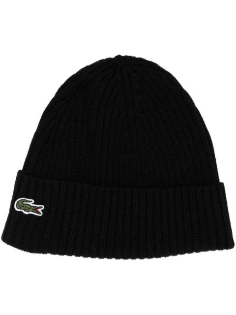 LACOSTE UNISEX RIB KNIT BRUSHED WOOL BEANIE