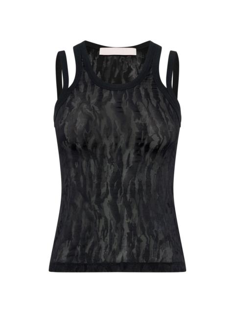 camouflage slip-detail vest