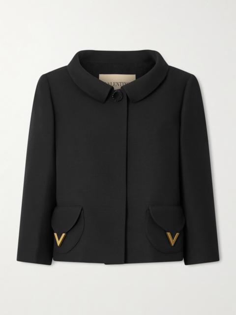 Valentino Button-detailed Embellished Wool And Silk-blend Crepe Jacket