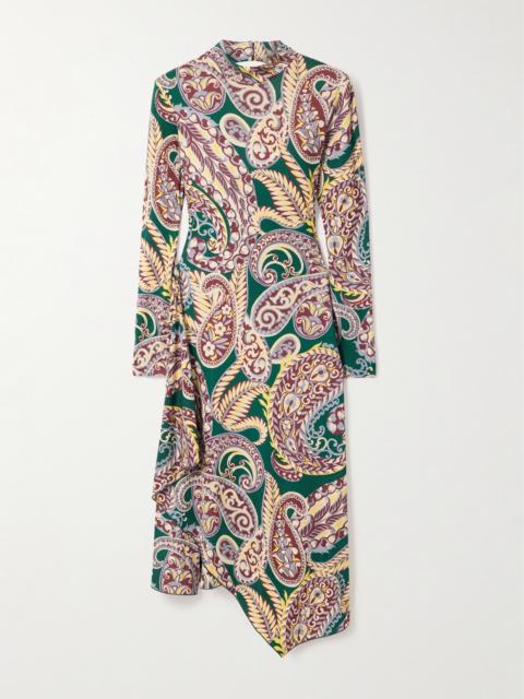Etro Asymmetric Open-back Paisley-print Stretch-jersey Dress
