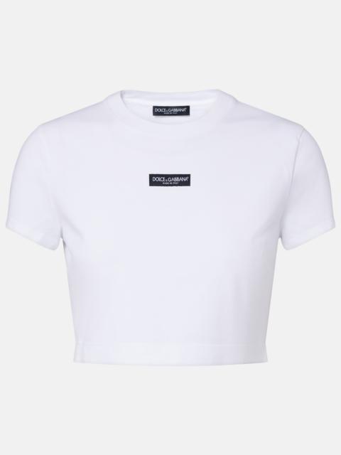 Dolce & Gabbana Logo cropped cotton-blend jersey T-shirt