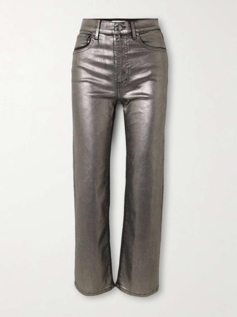 FRAME Le Sleek metallic coated high-rise straight-leg jeans