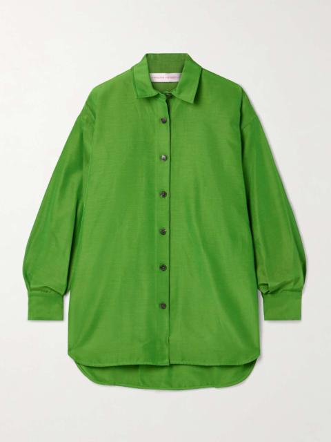 CAROLINA HERRERA Cotton-blend faille shirt Leaf green
