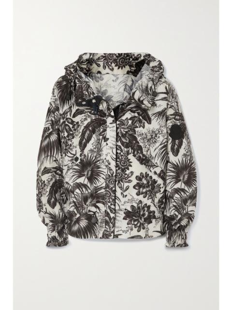 Moncler Albireo hooded floral-print shell jacket Black