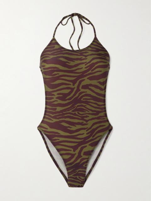 THE ATTICO Zebra-print Halterneck Swimsuit