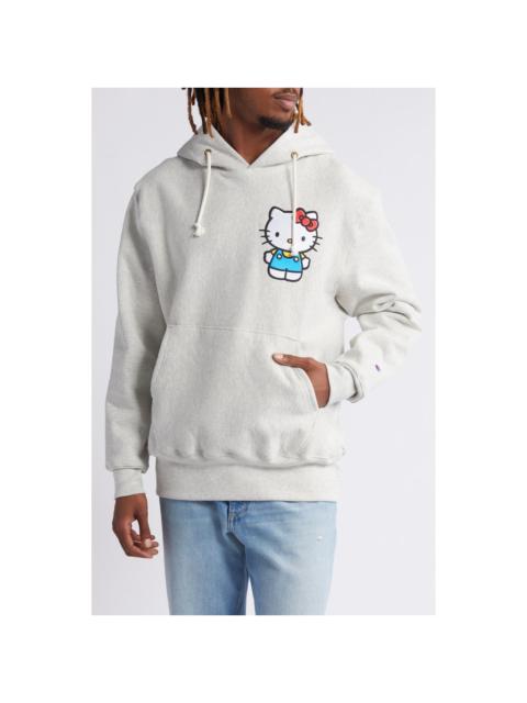 Champion Champion x Sanrio Hello Kitty® Embroidered Fleece Hoodie in Oatmeal Heather at Nordstrom