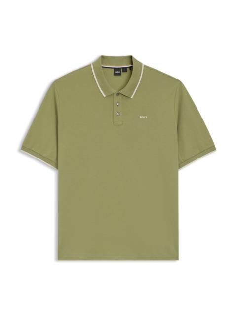 BOSS COTTON-PIQUÉ POLO SHIRT WITH CONTRAST LOGO