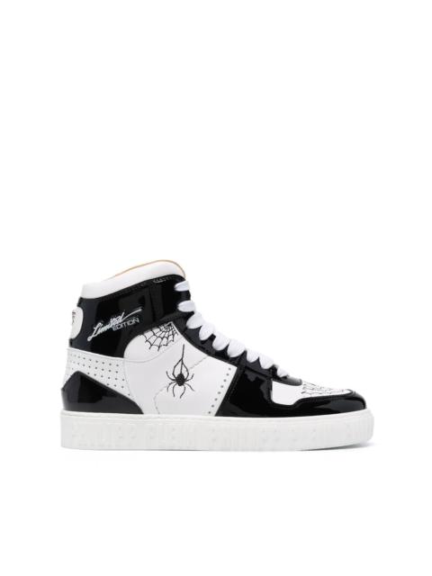 leather high-top trainers