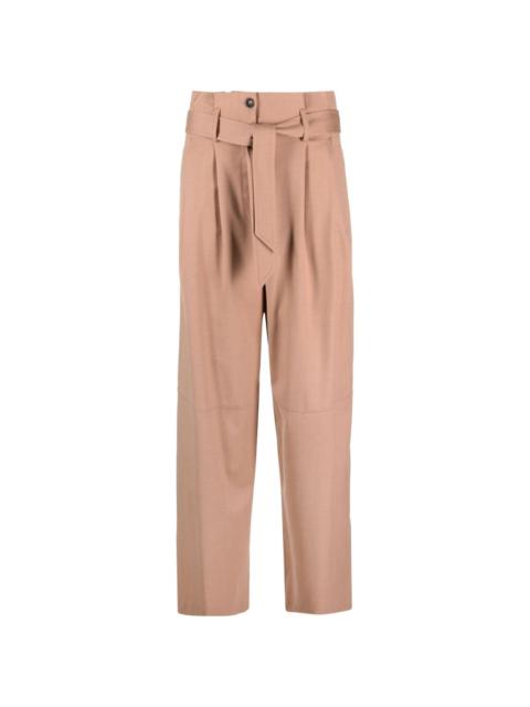 belted flannel trousers