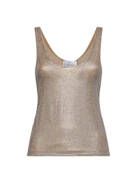 GIUSEPPE DI MORABITO Silver crystal-embellished tulle tank top