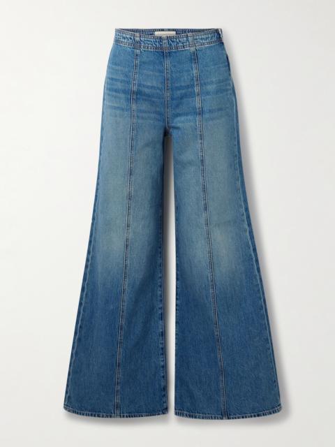 ULLA JOHNSON The Bianca Paneled High-rise Wide-leg Jeans