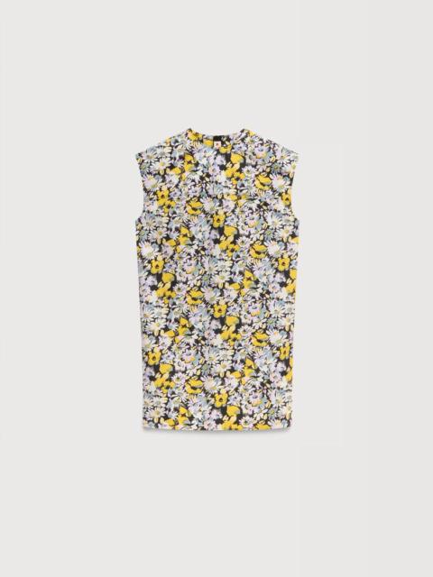 Marni YELLOW AND BLACK POPLIN DRESS WITH POP FLOWERS PRINT