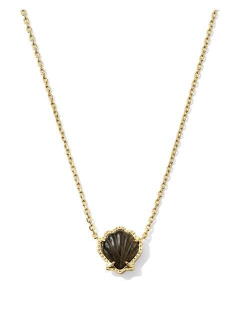 KENDRA SCOTT Brynne Gold Shell Short Pendant Necklace in Golden Obsidian