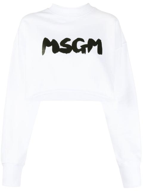 MSGM logo-print cropped sweatshirt