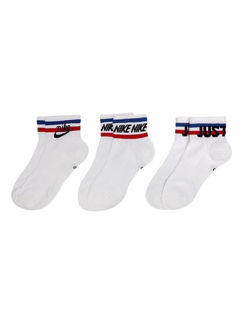 Nike Nike Athleisure Casual Sports Breathable Mid Tops Socks Couple Style 3 Pairs White DA2612-100