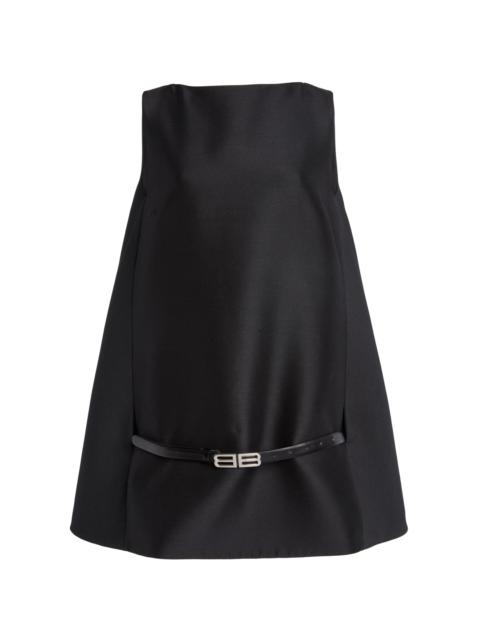 BALENCIAGA Belted Wool-Silk Mini Dress