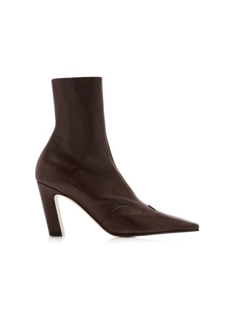 KHAITE Nevada Mid-Ankle Stretch Leather Boots brown