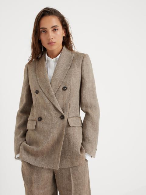 Brunello Cucinelli Irish linen chevron blazer with monili